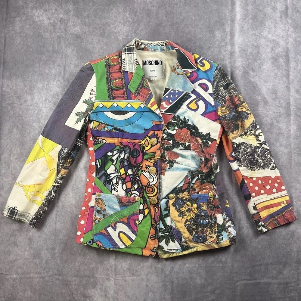 Moschino Jeans multi print blazer 42 Size